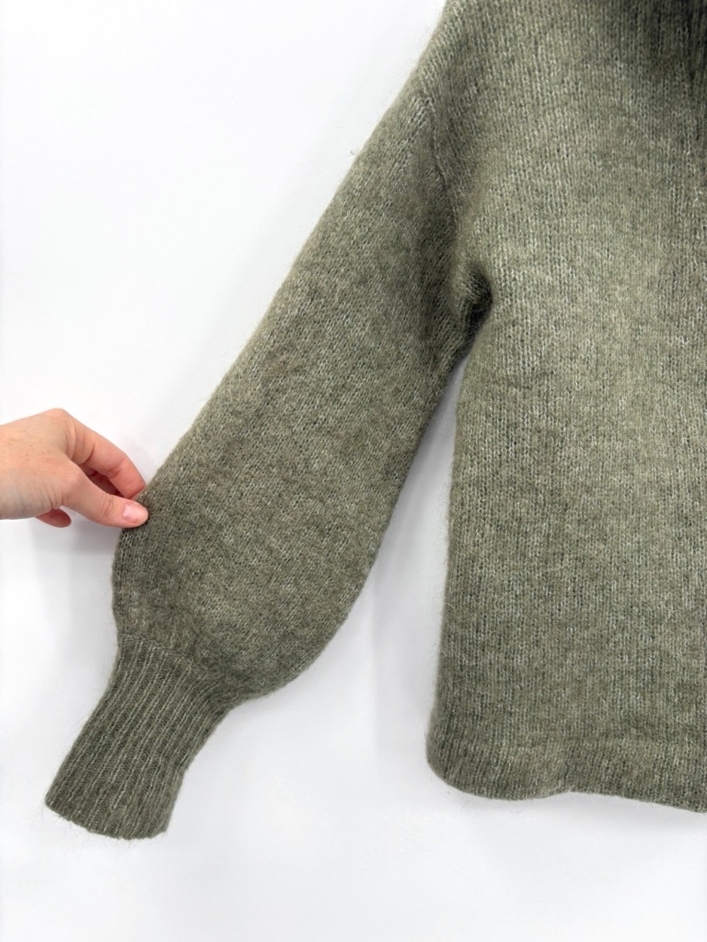 SÉZANE Mika Wool Mohair Sweater Jumper Olive Green XS - Picture 6 of 11